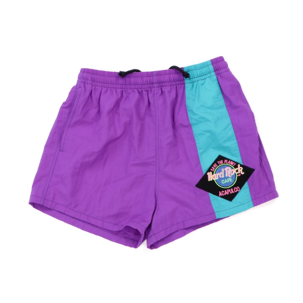 90s Hard Rock Cafe  Spell Out Color Block Shorts
